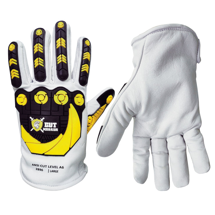 CUT WARRIOR (CUT A6) Premium Grain Goatskin Driver Impact Resistant Gloves - 2896