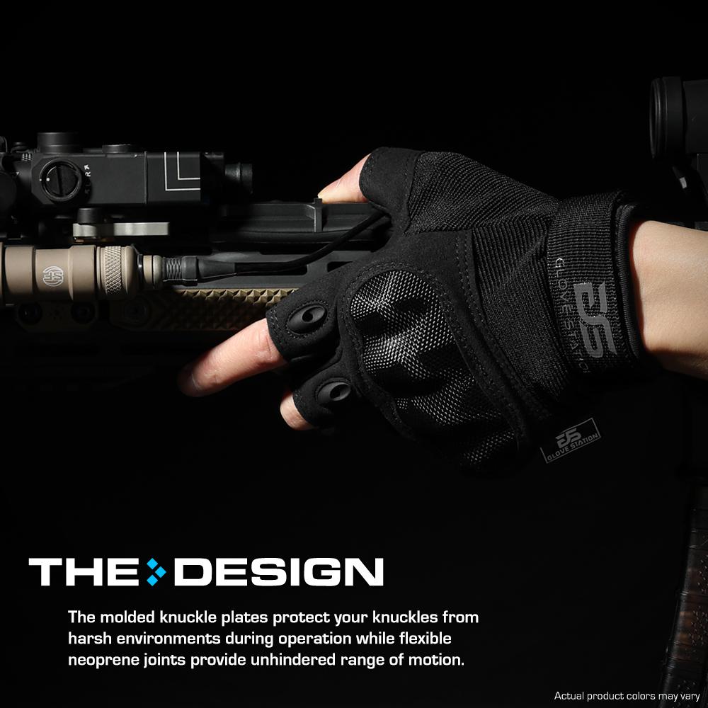 Glove Station Black Tactical Fingerless Glove Small